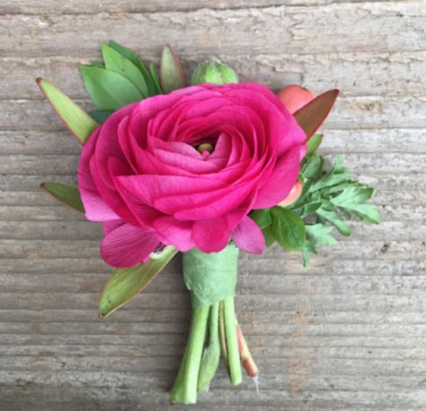 Hot Pink Boutonniere Prom, Bright Pink Boutonniere, Fuschia Boutonniere, Hot Pink Prom Bouquet, Hot Pink Corsage And Boutonniere, Pink Ranunculus Boutonniere, Hot Pink Flower Bouquet, Pink Prom Flowers, Hot Pink Boutonniere