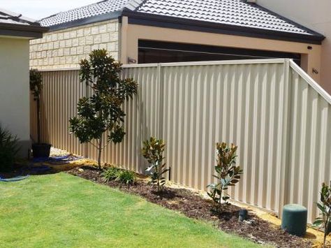 There are many prepainted steel products in the market that have the same looks like Colorbond steel but they do not perform the same like Colorbond. Colorbond steel is designed and manufactured keepi... Fence Screening Ideas, Sheet Metal Fence, Screening Ideas, Fencing And Gates, Weatherboard House, Fence Screening, Fencing & Gates, Australian Garden, Metal Fence