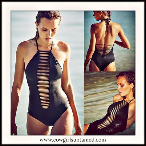 SALE!  Strappy Black One Piece Bathing Suit LAST ONE XL $28.99 #sexy #slashed #swimsuit #bathingsuit #bikini #summer #honeymoon #vacation #sale #clearance #deal #black #openback #strappy #women #outfits #fashion #biker #rocker #cowgirl #onlineshopping #wholesale #retail #deepv Cowgirl Swimsuit, Swimsuit Onepiece, Black One Piece Bathing Suit, Strappy Bathing Suit, Boutique Wholesale, Beach Vacation Outfits, Womens Clothing Fashion, Boho Cowgirl, Texas Women