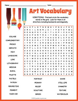 Art Vocabulary, Word Search Puzzles Printables, Puzzle Worksheet, No Prep Activities, Rainbow Loom Patterns, Spy Games, Study Project, Printable Puzzles, Art Worksheets