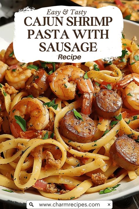 How to Make Cajun Shrimp Pasta with Sausage Cajun Shrimp Pasta With Sausage, Sausage And Shrimp Recipes, Lazy Sunday Dinner, Cajun Shrimp And Sausage, Shrimp And Sausage Pasta, Crawfish Recipes, Shrimp And Sausage, Classic Pot Roast, Cajun Shrimp Pasta