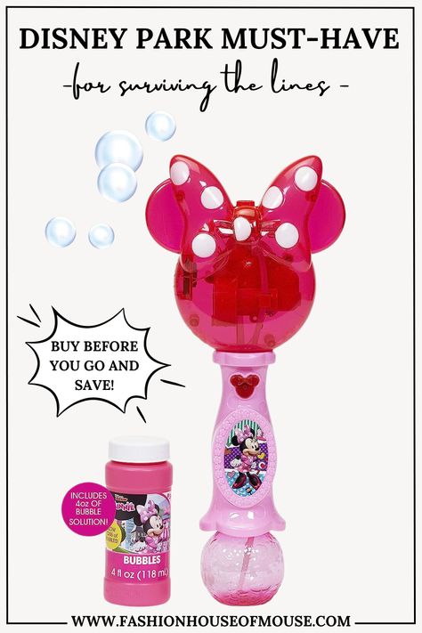 Wondering how to entertain your kids while waiting on the lines at Disney? The answer: bubble wands! Your kids will love this Minnie Mouse bubble wand. Pro Tip: buy before you go and save! As an Amazon Associate, I earn from qualifying purchases. Disney Bubble Wands, Bubble Solution, Bubble Wand, Bubble Wands, Disney Park, Minnie Mouse, Must Haves, Musical