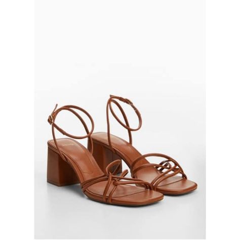 Metallic finish, Straps design, Block heel, Ankle bracelet, Buckle, 6.5 cm heel, Party and events collection Summer Shoes For Dresses, Block Heels Outfit, Strappy Chunky Heels, Mango Outfit, Wedding Guest Heels, Tan Sandals Heels, Boho Heels, Brown Block Heels, Strappy Block Heel Sandals