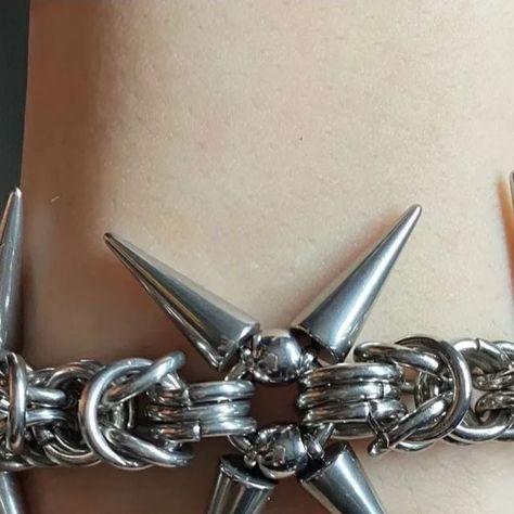 ☆ Dolly Clique jewellery ☆ on Instagram: "BARBED WIRE BRACELET Only one currently in stock!  . stainless steel byzantine chainmaille bracelet with spikes that imitate barbed wire. #goth #gothic #gothfashion #gothstyle #grunge #grungestyle #punk #punkrock #punkfashion #punkstyle #chainmaille #alternativefashion #alt #alternativestyle" Barbed Wire Bracelet, Byzantine Chainmaille, Chainmail Bracelet, Chainmail Jewelry, Punk Accessories, Chainmaille Bracelet, Barbed Wire, Chain Mail, Wire Bracelet