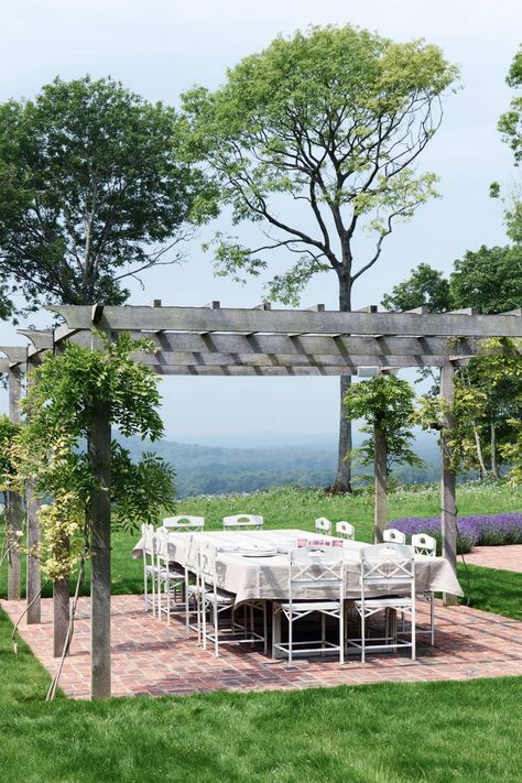 If you want to create a space for outdoor entertaining, a strategically placed pergola like this in the Sussex home of the late [link url="http://www.helengreendesign.com/#/intro/"]Helen Green[/link], is perfect for giving a feeling of enclosure, without obstructing the view. Train a climbing plant over it for blousy summer blooms.   [i]Taken from the May 2012 issue of House & Garden.[/i]   Like this? Then you'll love  [link url="http://www.houseandgarden.co.uk/outdoor-spaces/features/garden-pat Garden Seating Area, Pergola Garden, Outdoor Dining Room, Outdoor Dining Spaces, Garden Arches, Wooden Pergola, English Country Gardens, Casa Container, Italian Garden