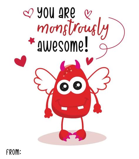 Monster Valentine Cards, Valentines Monster, Valentine Dance, Monster Printable, Monster Valentine, Monster Diy, Free Printable Valentines Cards, Printable Valentine Cards, Monster Valentines