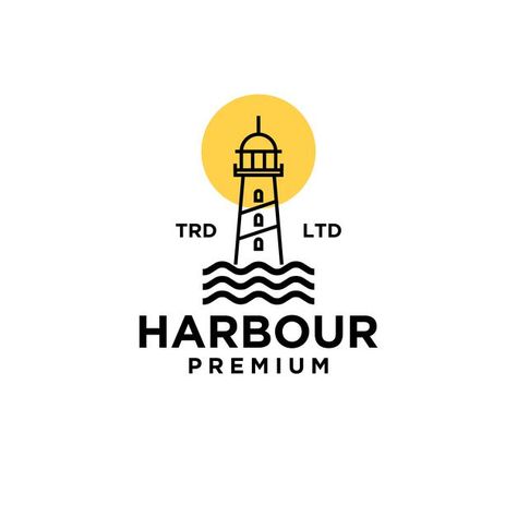 Premium harbor with moon on the ocean ve... | Premium Vector #Freepik #vector #water Lighthouse Logo, Factory Logo, Industry Logo, Graphic Design Business, Initials Logo, Vector Logo Design, Brand Guide, Premium Logo, Black Logo