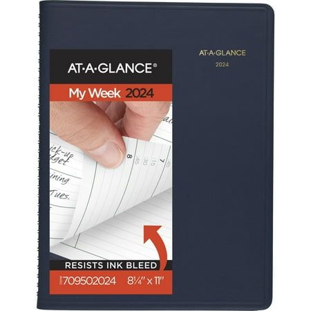 Jot down upcoming plans in the pages of an AT-A-GLANCE 13-Month Weekly Appointment Book Planner. Pages are ink bleed-resistant to help prevent smears and smudging for legible handwriting. Boasts 2 pages per week with lined daily columns and quarter-hourly appointment times from 7 A.M. to 8:45 P.M. during the week and 7 A.M. to 5:30 P.M. on Saturdays. Special pages include a personal information sheet, 3-year reference calendar, contacts and 3 notes sheets. 13 months: January to January. Double-s At A Glance Planner, Action Planner, Ink Bleed, Book Planner, Note Sheet, Planner Covers, January To December, Weekly Monthly Planner, Appointment Book