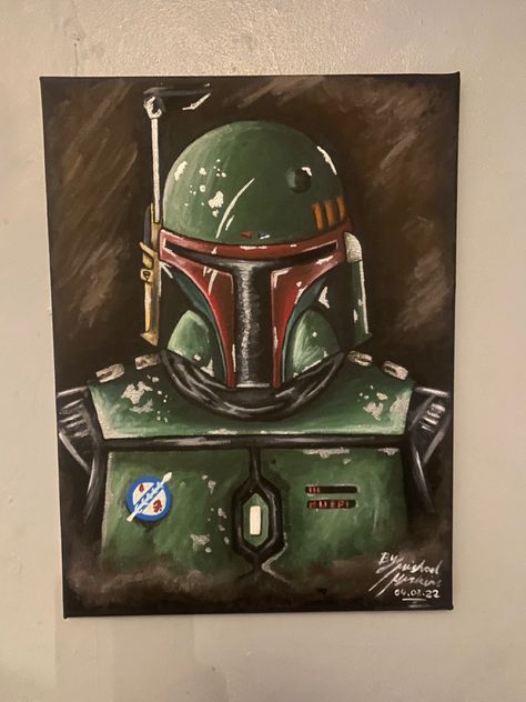 Boba Fett Acrylic Painting, Simple Star Wars Painting, Starwars Canvas Painting, Star Wars Painting Ideas, Star Wars Canvas Painting, Star Wars Canvas Art, Diy Canvas Art Easy, Star Wars Painting, Bf Gifts