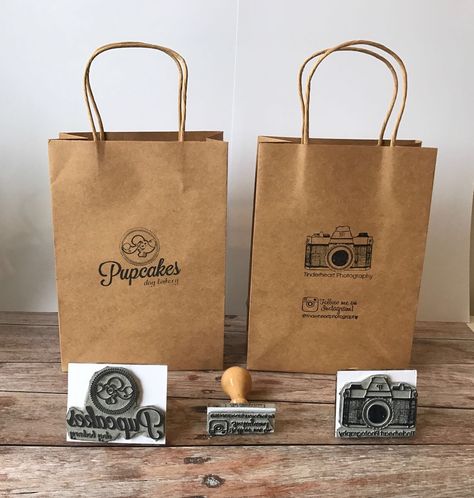 Paper Bags Ideas Design, Printing On Paper Bags, Stamp Branding Packaging, Paper Bag Packaging Ideas, Stamped Paper Bags, Paper Bag Branding, Paper Bags, Logo Stamp Packaging, Paper Bag Design Branding