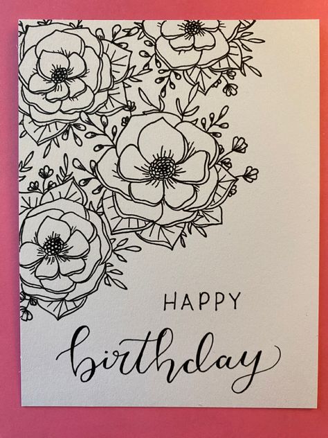 Drawn Cards Handmade, Hand Drawn Birthday Cards, Selling Stand, Drawing Hacks, Moms Birthday, Birthday Card Drawing, Hand Drawn Cards, Sister Birthday Card, Birthday Cards For Mom