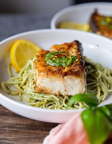 Italian Sea Bass Recipe, Pesto Sea Bass Recipes, Easy Sea Bass Recipes, Seabass Plating, Chillian Sea Bass Recipes Baked, Chilean Sea Bass Side Dishes, Air Fryer Chilean Sea Bass Recipe, Sea Bass Marinade, Chillian Sea Bass Recipes Dinners