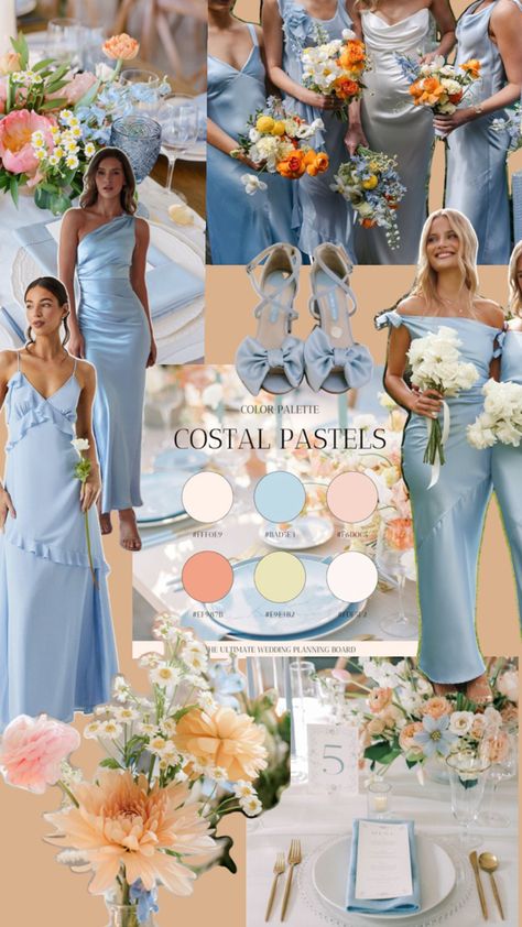 Mist Blue Bridesmaid Dresses, Color Scheme Clothes, Teal Wedding Party, Baby Blue Bridesmaids, Festive Wedding Attire, Baby Blue Bridesmaid Dresses, Light Blue Bridesmaid Dresses, Wedding Theme Color Schemes, Baby Blue Weddings