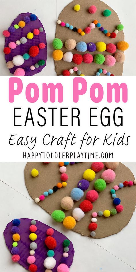 Pom Pom Easter, Eggs Craft, Easy Pom Pom, Easter Craft Activities, Easter Egg Craft, Easter Crafts Preschool, Egg Craft, Easter Crafts For Toddlers, April Crafts