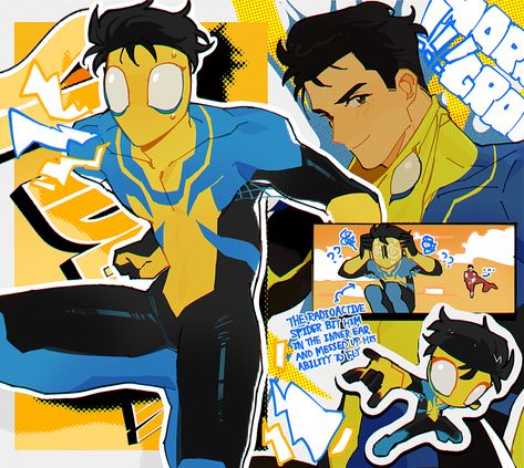 Mark Grayson Invincible, Mark Grayson, Invincible Comic, Steven Yeun, Spiderman Art Sketch, Spiderman Artwork, Superhero Design, Image Comics, Spiderman Art