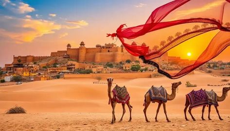 Discover Jaisalmer: India's Golden City 🏰✨ Experience the magic of Jaisalmer, Rajasthan's desert gem. Explore the UNESCO World Heritage Jaisalmer Fort, marvel at stunning havelis, and embark on thrilling camel safaris. Don't miss the annual Desert Festival! #Jaisalmer #TravelIndia #DesertMagic #GoldenCity #Rajasthan @rajasthan_tourism Rajasthan Places, Rajasthan Desert, Jaisalmer Desert, Dessert Safari, Jaisalmer Fort, Rajasthan Tourism, Desert Festival, Desert Beauty, Jain Temple