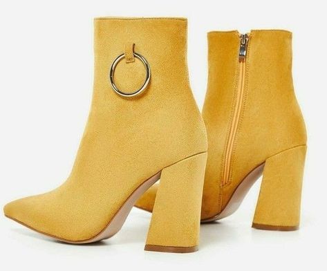 Boots Outfit Ankle, Yellow Boots, Faux Suede Boots, Suede Leather Boots, Beautiful Boots, Boots Ankle, Fall Shoes, Mellow Yellow, Ankle Bootie