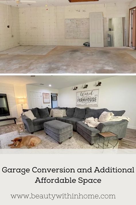 Cheap Garage Conversion, Garage Turned Into Family Room, Garage Conversion Ideas Before And After, Single Car Garage Conversion, 2 Car Garage Conversion, Garage Turned Into Living Space, Garage Room Conversion, Garage Into Living Space, Convert Garage To Bedroom