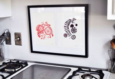 Why I Hung a Framed Picture Over My Stove Small Rental Kitchen, Over Kitchen Sink, Rental Kitchen, Vent Hood, Kitchen Range, Kitchen Stove, Pantry Design, Room Dividers, Humble Abode