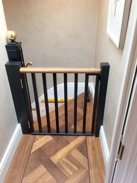 Stair Gate Ideas, Stairway Gate, Wooden Stair Gate, Top Of Stairs Gate, Staircase Gate, Stair Gates, Safety Gates For Stairs, Baby Gate For Stairs, Diy Baby Gate