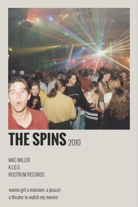 Spins Mac Miller, The Spins Mac Miller, Song Polaroid Posters, Mac Miller Songs, Song Collage, Rapper Pics, Luke Steele, Albums Covers, Song Posters