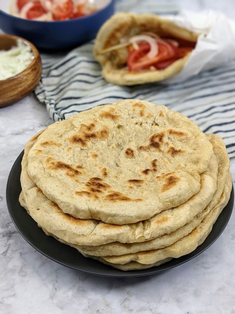 Pita Bread - Greek Flatbread Greek Flatbread, Greek Pita Bread, Meze Platter, High Protein Flour, Greek Pita, Homemade Pita Bread, Pita Bread Recipe, Pitta Bread, Flatbread Recipes