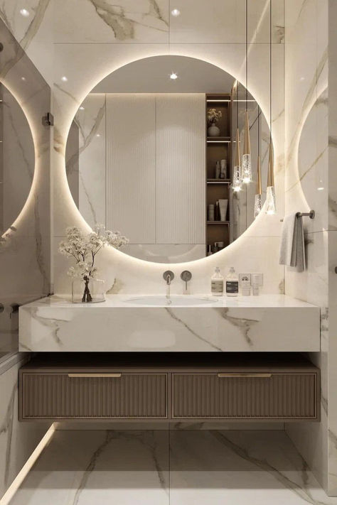 Make a statement with your bathroom decor by incorporating luxurious features and accents. Discover here! Bedroom Lighting Ideas, Top Decor Ideas, Minimalist Holiday Decor, Contemporary Bathroom Decor, Luxxu Modern Design Living, Small Bathroom Interior, Washroom Decor, Bedroom Door Design, Washroom Design