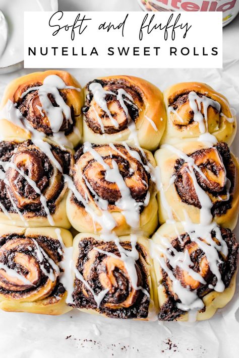 Nutella rolls Nutella Cinnamon Rolls, Summer Baking Recipes, Nutella Rolls, Hazelnut Filling, Nutella Filling, How To Make Nutella, Brioche Dough, Small Batch Baking, Hazelnut Chocolate