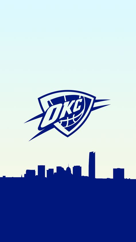 NBA Basketball Team Oklahoma City Thunder Desktop Background. Basketball Wallpaper in a Skyline, it's a free OKC Thunder phone wallpaper. Oklahoma City Thunder Wallpapers, Okc Thunder Wallpapers, Okc Wallpaper, Okc Skyline, Thunder Wallpaper, Oklahoma City Thunder Logo, Background Basketball, Okc Thunder Basketball, Basketball Artwork