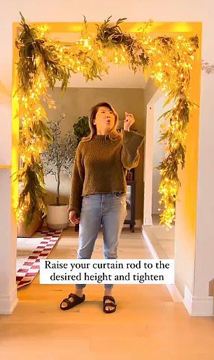 I'm an interior designer - here's a genius hack for hanging Christmas garland without damaging your walls | Daily Mail Online Christmas Decorating Hacks, Future Inspiration, Hanging Christmas Lights, Diy Christmas Garland, Shower Curtain Rod, Christmas Shower, Christmas Shower Curtains, Christmas Hacks, Hanging Garland