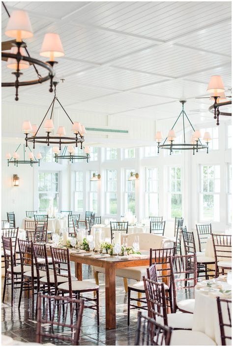 Cream and greenery coastal inspired wedding reception design... This Dusty Blue and Ivory Inspired Coastal Wedding at Chesapeake Bay Beach Club in Eastern Shore, MD features an indoor ceremony, overlooking the bay and a classic and elegant reception setup. | Cait Kramer Photography Tavern Room, Chesapeake Bay Beach Club Wedding, Chesapeake Bay Beach Club, Dc Wedding Venues, Maryland Wedding Venues, Beachy Wedding, Neutral Wedding Colors, Wedding Reception Design, Marry Your Best Friend