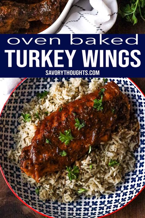 Simple but delicious oven baked turkey wings recipe that will be the star dish on the main table. Panamanian Recipes, Oven Baked Turkey, Bake Turkey Wings Recipe, Turkey Wings Recipe, Beef Shank Recipe, Smoked Turkey Wings, Turkey Prep, Baked Turkey Wings, Festive Dinner Party