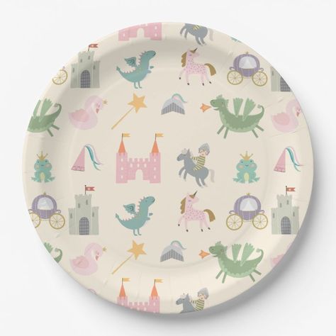 Fairytale Baby Shower Ideas, Fairytale Baby Shower, Dragon Paper, Dragon Baby Shower, Dragon Plate, Dragon Birthday Parties, Birthday Paper Plates, Cute Dragon, Dragon Birthday