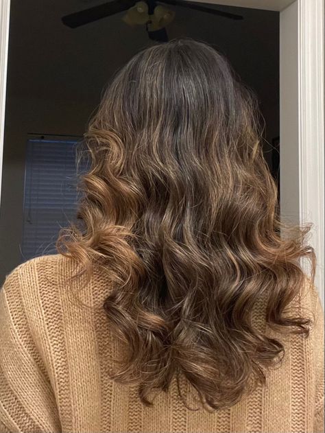 Caramel Wavy Hair, Wavy Hair Highlights Caramel, Caramel Highlights On Dark Hair, Caramel Balayage Hair, Carmel Balayage, Highlights Brown Hair Balayage, Hair Winter, Loose Curls Hairstyles, Balayage Brown