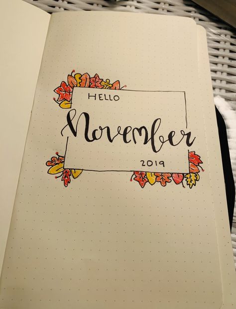 An easy and simple cover November Cover Page Bullet Journal, November Journal Cover, November Bullet Journal Cover, November Cover Page, Cover Page Bullet Journal, Bullet Journal Simple, November Journal, Page Bullet Journal, November Bullet Journal