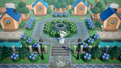 Acnh Villager House Layout Ideas, Animal Crossing Villager House Layout, Animal Crossing Neighborhood Layout, Acnh Neighborhoods Layouts, Colin Crossing, Acnh Layout, Acnh Garden, Ac New Leaf, Animal Crossing Guide