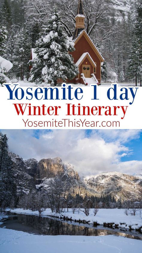 Plan your 1 day winter adventure to Yosemite National Park! All of the things you need to prepare for and know before heading to this great California National Park in winter! Yosemite National Park Winter, Yosemite Sequoia, California Coast Road Trip, Yosemite Trip, Merced River, Skiing Lessons, Yosemite Falls, California National Parks, Winter Adventure