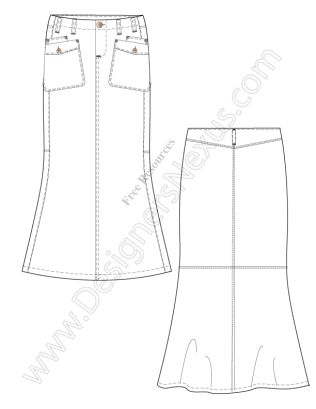 051-free-illustrator-maxi-skirt-flat-drawing Skirt Flat Drawing, Flat Fashion Sketch, Skirt Illustration, Fashion Technical Drawing, Sketching Skills, Highwaist Skirt, Fashion Sketch Template, Flat Drawings, Fashion Design Sketch