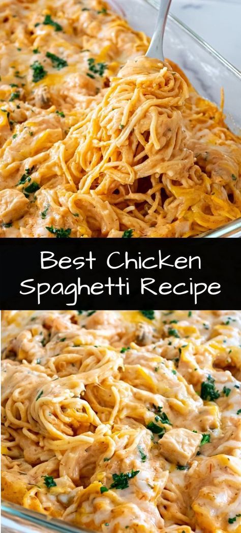 are you a spaghetti lover ? you'll love this delicious mouthwatering recipe , it will make your table special , and your guests will love its taste, enjoy more of our recipes by following us Best Chicken Spaghetti, Best Chicken Spaghetti Recipe, Creamy Chicken Spaghetti, Chicken Spaghetti Recipe, Paleo Diet Meal Plan, Mexican Crema, Chicken Spaghetti Recipes, Leftover Rotisserie Chicken, Spaghetti Recipe