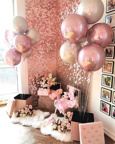 Birthday Wall Decoration, Surprise Birthday Decorations, Birthday Decorations At Home, Sequin Wall, Happy Birthday Decor, Birthday Party Planner, Birthday Room Decorations, Simple Birthday Decorations, 21st Birthday Decorations