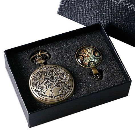 Doctor Who Gifts, Boys Necklace, Antique Pocket Watch, Watch Gift Box, Pocket Watch Necklace, Necklace Gift Box, Fob Watch, Pocket Watch Antique, Vintage Pocket Watch