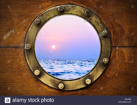 Round Boat Window Stock Photos & Round ... Hublot Bateau, Round Boat, Porthole Window, Nautical Themed Party, Mermaid Room, Sidewalk Art, Cool Art Projects, Boat Painting, Water Art