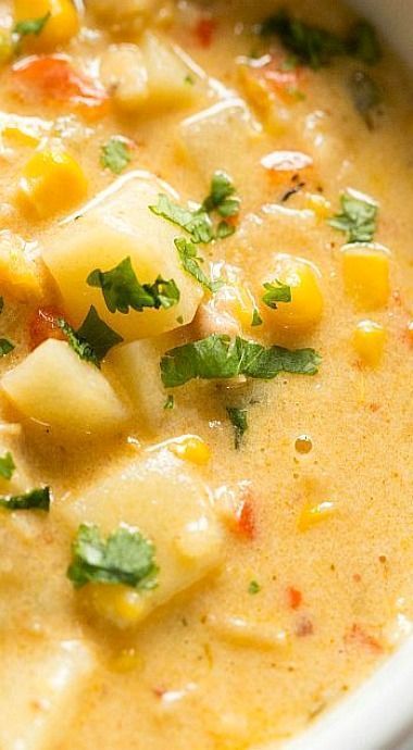 Chicken Corn Chowder Recipe, Chili Relleno Casserole, Corn Chowder Soup, Chicken Chowder, Beef And Potato Stew, Chicken Corn Chowder, Potato Chowder, Chicken Corn, Corn Chowder Recipe