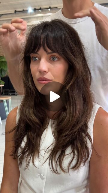 JAMES PLAIN HAIR on Instagram: "The most effortless fringe ✂️

Styled with @originalmineral to bring out natural texture and movement 

#haircut #hair #trend #layeredhair #bangs #livedinhair #fringe" The Matilda Haircut, French Fringe Bangs Long Hair, Curtain Bangs On Thinner Hair, Long Hair Shag With Bangs, French Bangs Tutorial, Movement Haircut, Front Fringe Hairstyles, How To Style Fringe Bangs, Choppy Bangs With Long Hair