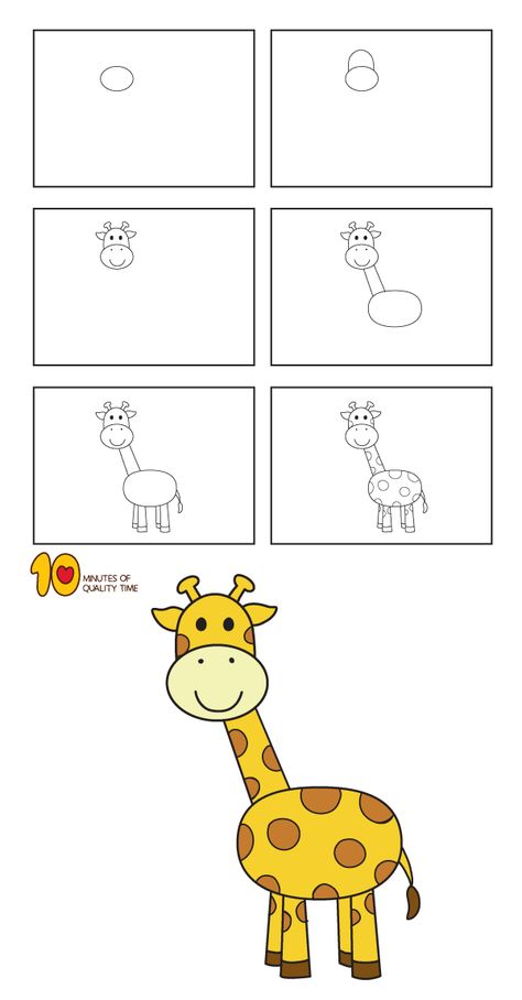 How To Draw a Giraffe Trin For Trin Tegning, Giraffe Drawing, Drawing Lessons For Kids, Kartu Valentine, Drawing Tutorials For Kids, Giraffe Art, Drawing Step, Easy Drawings For Kids, Drawing Simple