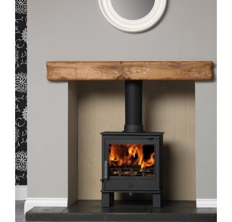 Combustion Fireplace Ideas, Wood Burner Fireplace, Wood Burning Stoves Living Room, Log Burner Living Room, Fireplace Beam, Wood Fuel, Cast Iron Stove, Multi Fuel Stove, Timber Beams