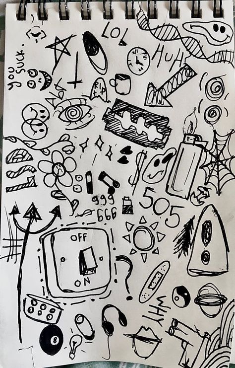 Emo Drawing Sketchbook, Graffiti Drawing Sketches Ideas, Simple Graffiti Art, Edgy Doodles, Indie Doodles, Indie Sketches Doodles, Notebook Drawings Doodles, Doodles Graffiti, Emo Doodles