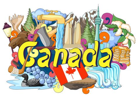 Doodle showing Architecture and Culture of Canada stock illustration Canada Illustration, Canada Project, Doodles Art, Philippine Art, Travel Sketches, Poster Drawing, Doodle Illustration, Parking Design, Leaf Decor