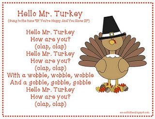 Resources for busy early childhood teachers November Fingerplays, November Songs, Finger Rhymes, November Themes, Tree Unit, Thanksgiving Lesson Plans, Kindergarten Thanksgiving, Turkey Theme, Thanksgiving Lunch