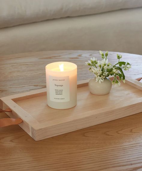 Shop All Candles & Apothecary | Jenni Kayne Home Wood Bed Tray, Wood Jewelry Tray, Wood Catch All Tray, Wood Tray Decor, Jenni Kayne Home, Scandinavian Candles, Cozy Office, Table Bedside, Apricot Oil